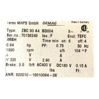 DEMAG ZBC 80 A4 BD004 Kranmotor Motor