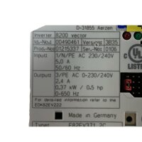 Lenze 8200 vector EDK82EV222 Frequenzumrichter 0,37 kW E82EV371_2C