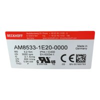 BECKHOFF AM8533-1E20-0000 Servomotor