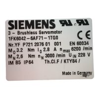 SIEMENS 1FK6042-6AF71-1TG0 Servomotor mit Planetengetriebe WPLE80
