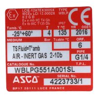ASCO G551A001 WBLPG551A001SL Plattenmagnetventil Ventil