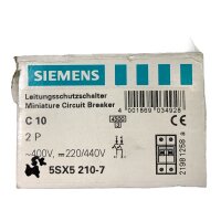 SET INHALT 5 STK! SIEMENS C10 5SX52 Leitungsschutzschalter 5SX5210-7