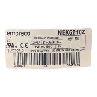 Embraco NEK6210Z Kompressor Verdichter Kühlkompressor 115V 60Hz