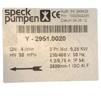 SPECK PUMPEN Y-2951.0020 Kreiselpumpe Pumpe