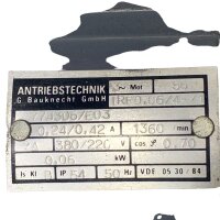 Antriebstechnik Bauknecht 0,06KW 17min Getriebemotor...