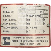 ISOFLUX SERVOMOTORS 445.4.20.0141 Perm. Magnet Servomotor