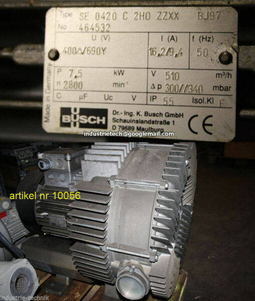 BUSCH 7,5kW 510m³/h SE0420C2H0ZZXX Seitenkanalgebläse Seitenkanalverdichter