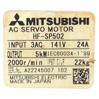 Mitsubishi HF-SP502 AC Servomotor
