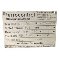 BESCHÄDIGT! ferrocontrol HD115E6-64S/R Brushless Servomotor