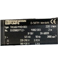 BRINKMANN PUMPS TA160/440+001 Kühlmittelpumpe 220l/min
