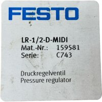 FESTO LR-1/2-D-MIDI 159581 Druckregelventil mit Manometer...
