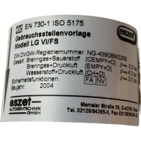 eszet LG VI/FS EN730-1 ISO 5175 Gebrauchsstellenvorlage