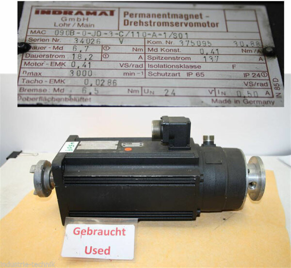 indramat MAC 090B-0-JD-3-C110-A-1S01 SERVOMOTOR  MAC090B-0-JD-3-C110-A-1S01