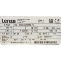 Lenze MDSKSBS056-23 Servomotor GKS04-3Y SAK 056