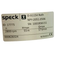 Speck Pumpen NPY-2051.0506 Wasserpumpe 17775