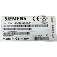 Siemens Simodrive 6SN1118-0NH01-0AA1 Control Unit