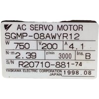 Yaskawa SGMP-08AWYR12 AC Servomotor