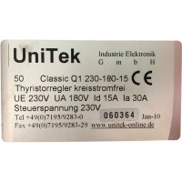 UniTek Q1 230-180-15 Thyristorregler Xerox CFET 140E59781A