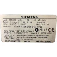 Siemens Micromaster  6SE3217-3DB40 Umrichter