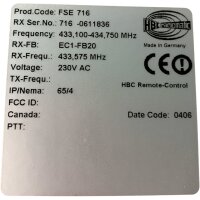 HBC-radiomatic FSE 716 Funkfernsteuerung BA209061