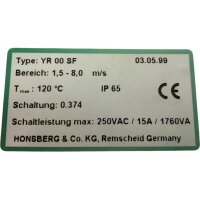 HONSBERG YR00SF 03.05.99 Durchflussmesser