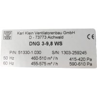 Karl Klein DNG 3-9,8 WS Ventilator 2D 56K50-2 W Gebläse