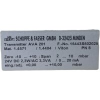 H&B Schoppe & Faeser AVK 201 Messumformer Transmitter 2,10 bar