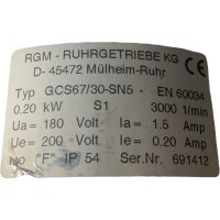 Ruhrgetriebe GCS67/30-SN5 Motor 0,20kW