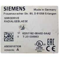 Siemens SIMODRIVE 6SN1162-0BA02-0AA2 Radialgebläse...