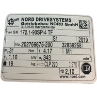 NORD SK172.1-90SP/4 TF + SK90SP/4 TF Getriebemotor 1,1kW 343min