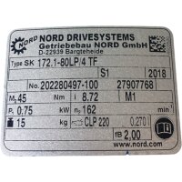 NORD SK 172.1-80LP/4 TF 162min 0,75kW Getriebemotor...