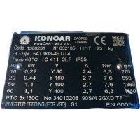 Nord1,1 kW 295min SK 372.1 IEC90/2G + KONCAR 5AT 90S-4ET/T4 X Getriebemotor