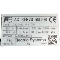 Fuji Electric GYS201DC1-SA ZD5 AC Servomotor