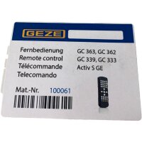 GEZE GC363,GC362,GC339,GC333 Activ S GE Fernbedienung...