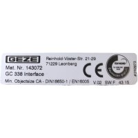 GEZE GC 338 Interface 143072
