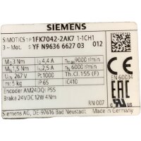 Siemens 1FK7042-2AK7 1-1CH1 Servomotor