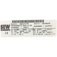 SEW MDX61B0015-5A3-4-00 08279578 MDX60A0015-5A3-4-00 Movidrive Umrichter