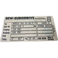 SEW Eurodrive BPS10 BPS10-200-20-40-P-710 Netzteil 18889 B