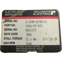 Reliance Motion S-6200-Q-H00AA Servomotor