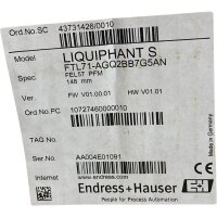 Endress + Hauser LIQUIPHANT S Niveauwächter FTL71-AGQ2BB7G5AN