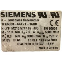 Siemens 1FK6063-6AF71-1AH0 Servomotor