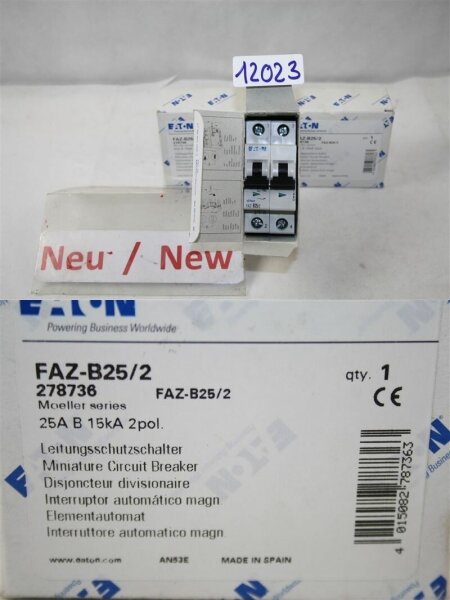 Eaton moeller FAZ-B25/2 25A B 15KA 2POL Leitungsschutzschalter miniature circuit