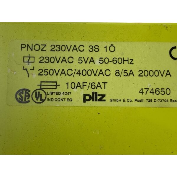 Pilz PNOZ 230VAC 3S 1Ö Sicherheitsschaltgerät 474650