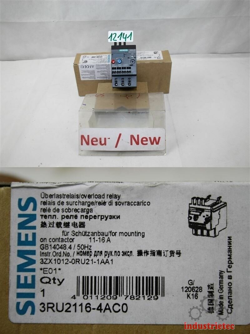Siemens 3RU2116-0JB0 Überlastrelais max. 1A E-Stand 01 ungebraucht, 23.74