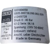GSR G01804058 G035.000738.090.002.039 Magnetventil Ventil
