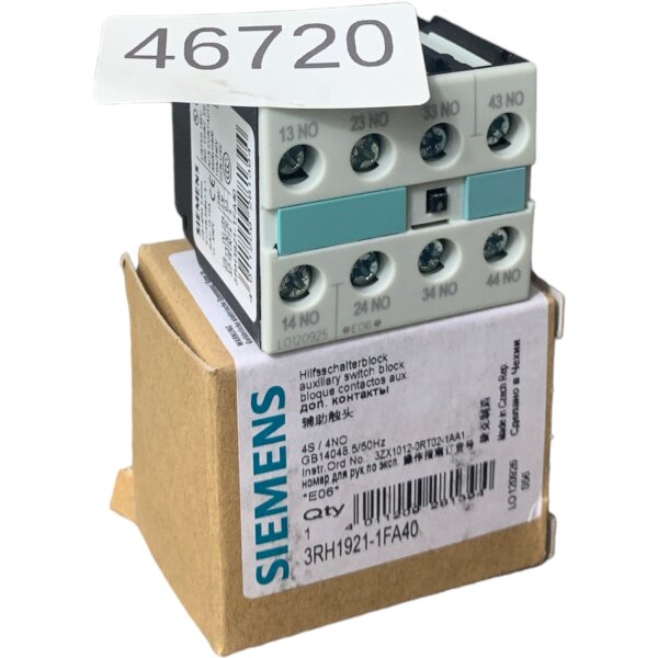 SET Inhalt 6 Stück!!! Siemens 3RH1921-1FA40 Hilfsschalterblock