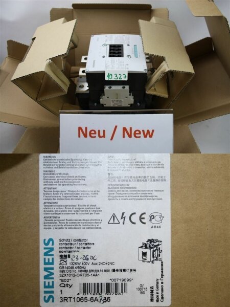 SIEMENS 3RT1065-6AB36 136 KW  SCHÜTZ  CONTACTOR