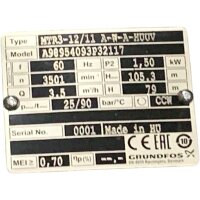 GRUNDFOS MTR3-12/11 A-W-A-HUUV Kreiselpumpe Pumpe 3,5m³/h A98954093P32117