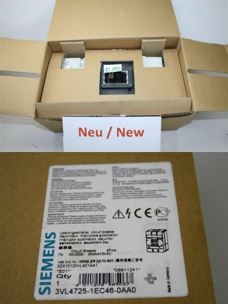 SIEMENS 3VL4725-1EC46-0AA0 Leistungsschalter 250A circuit breaker  3VL4