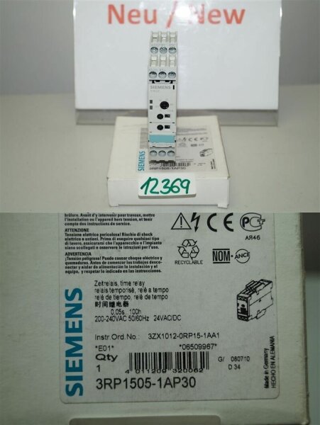 SIEMENS Sirius Zeit-Relais 3RP1505-1AP30